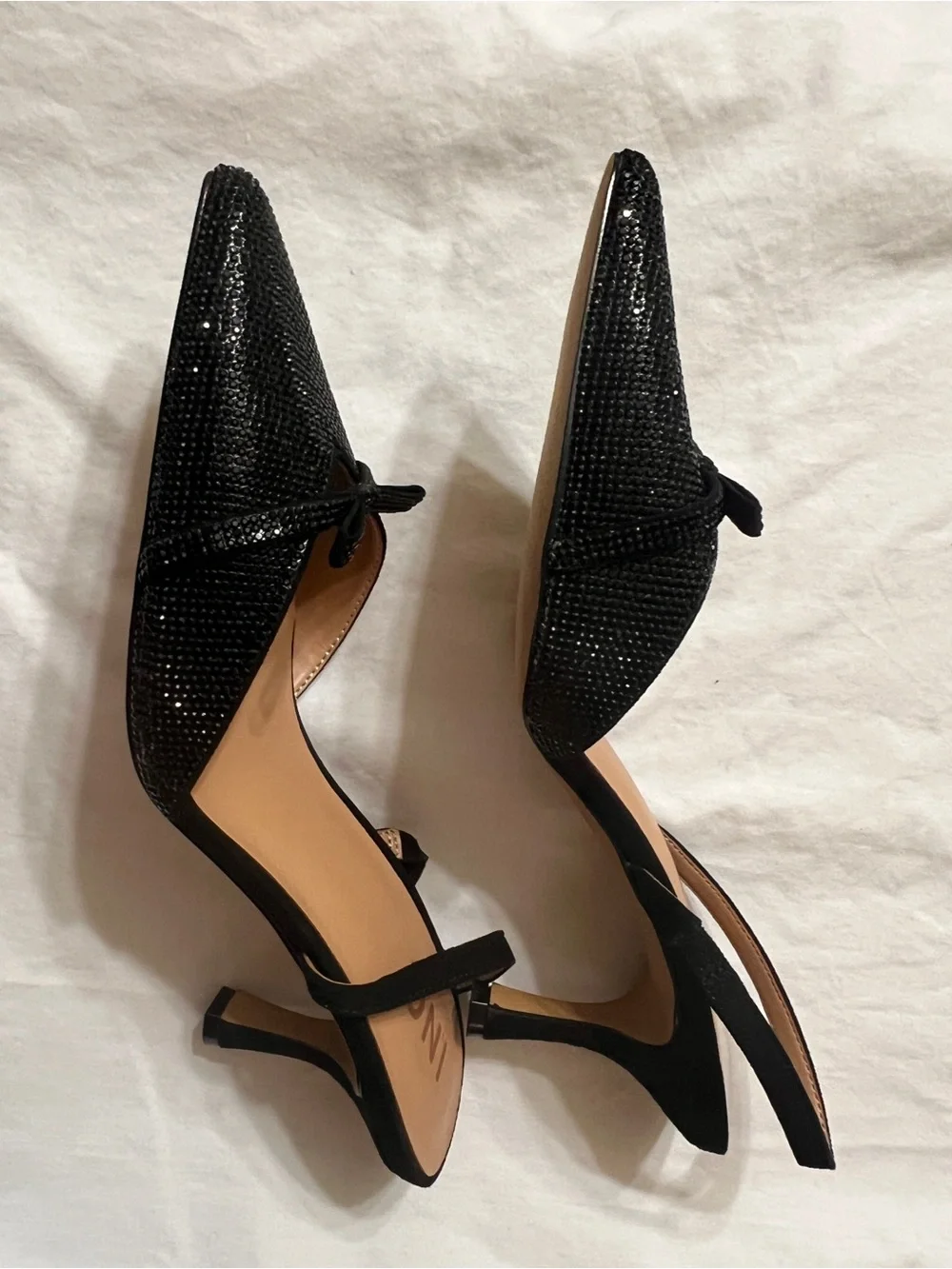 INC International Concepts for Macys Black Sparkle Pointed Slingback Kitten Heel - Picture 4 of 11